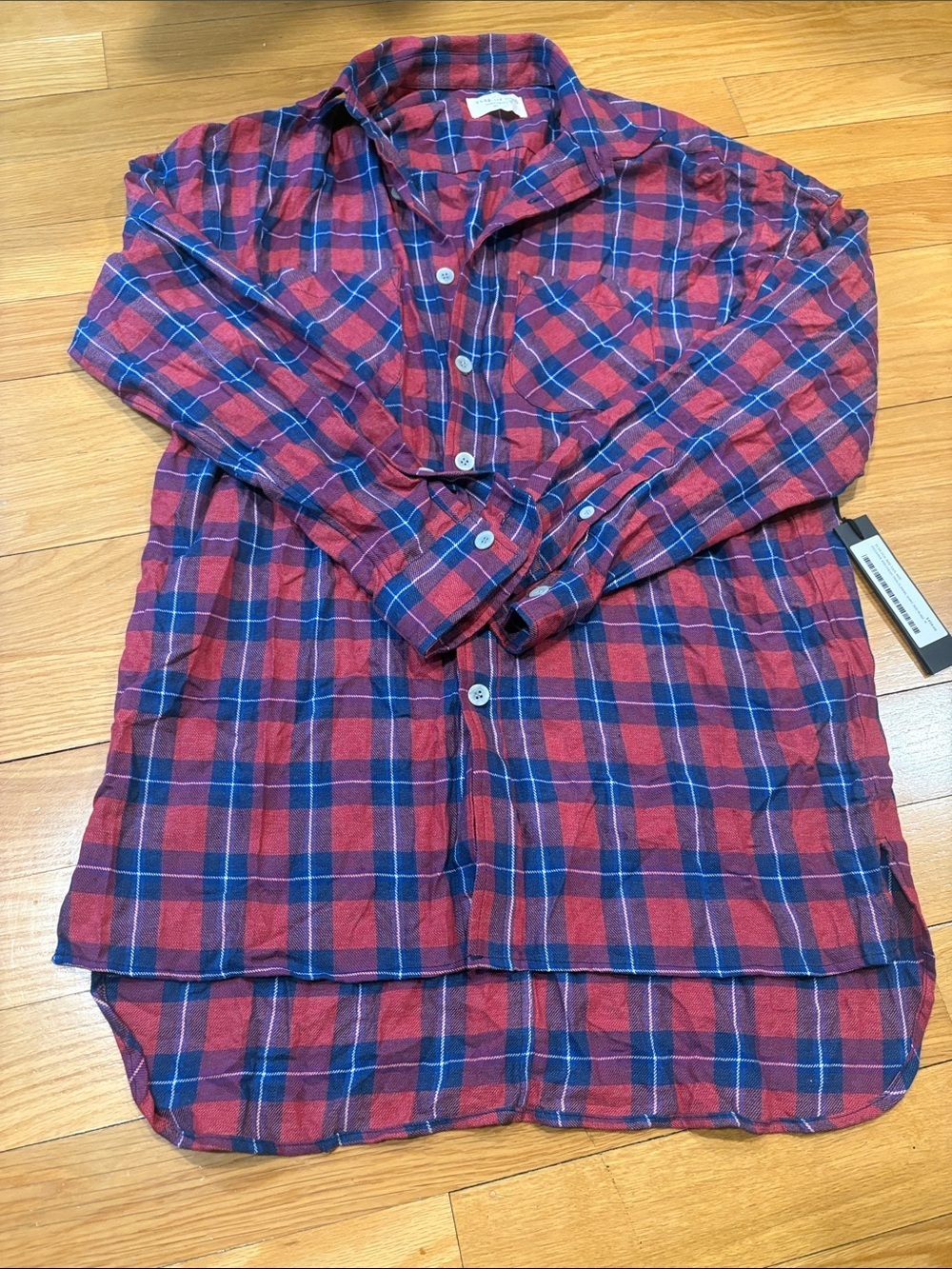 Fear of God Red and Navy Plaid Button-Down Shirt